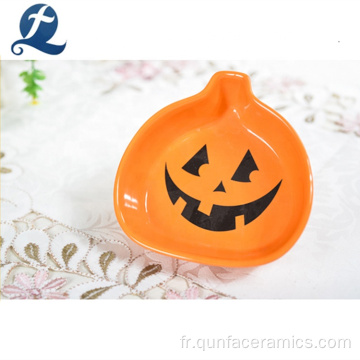 Halloween Party Decal Pumpkin Shape Ceramic Fruit Plat